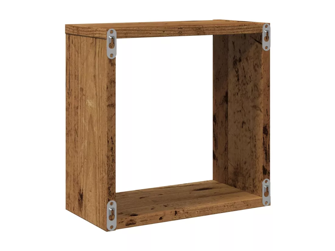 Étagères cube murales 6 pcs vieux bois 30x15x30 cm