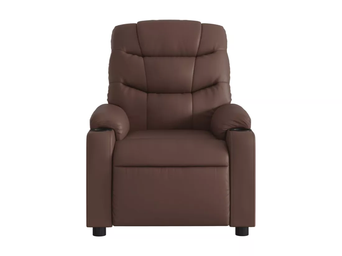 Fauteuil massant inclinable électrique marron similicuir