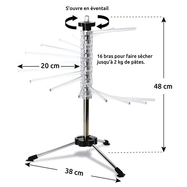Séchoir à pâtes pliable 16 bras Mathon