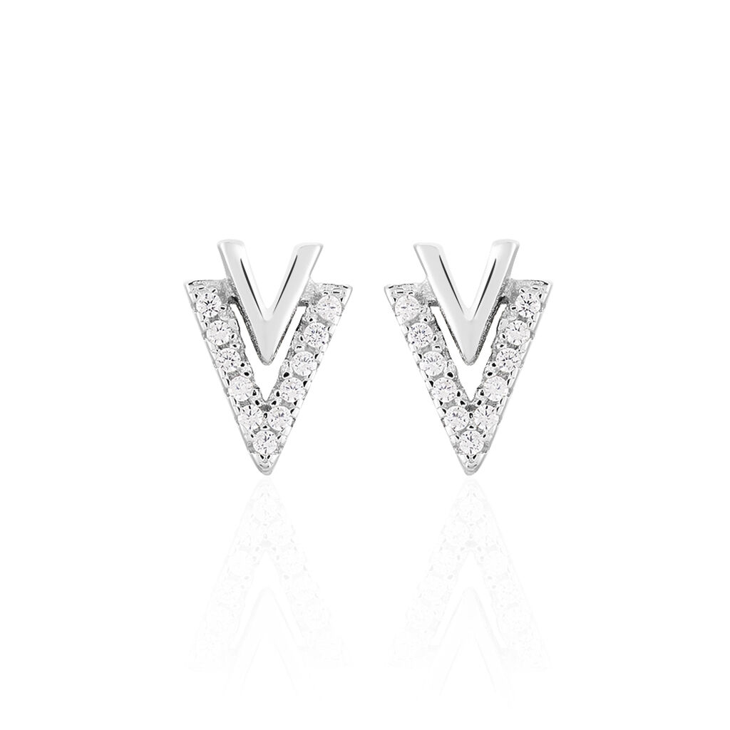 Boucles D'oreilles Puces Guenolee Argent Blanc Oxyde De Zirconium
