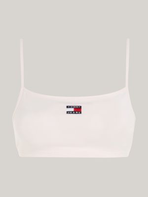 Top cropped ultra com amarração nas costas e distintivo