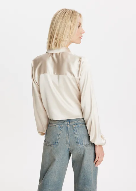 Satijnen blouse zand (ZAND)