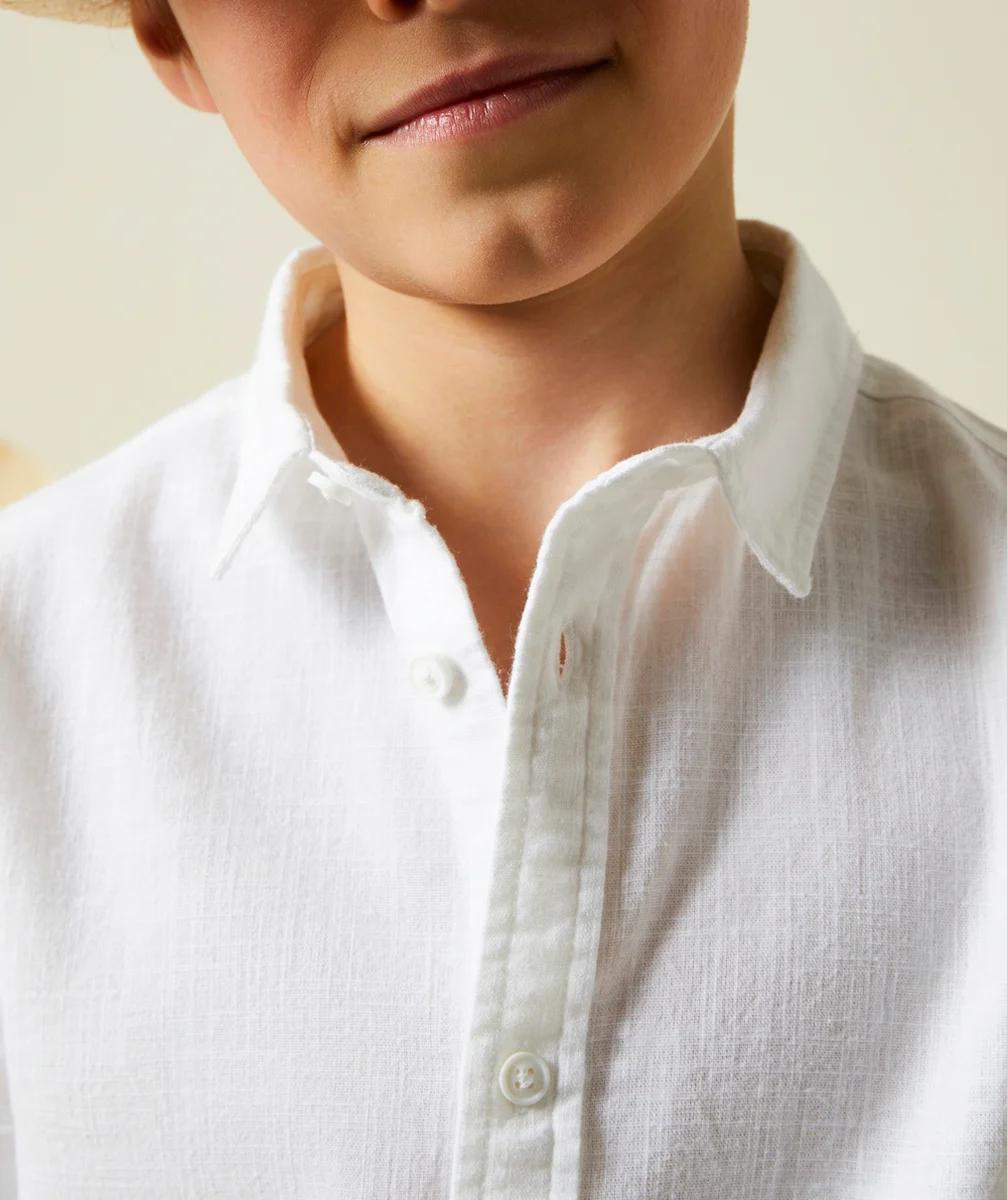 chemise manches courtes garçon en coton bio blanche