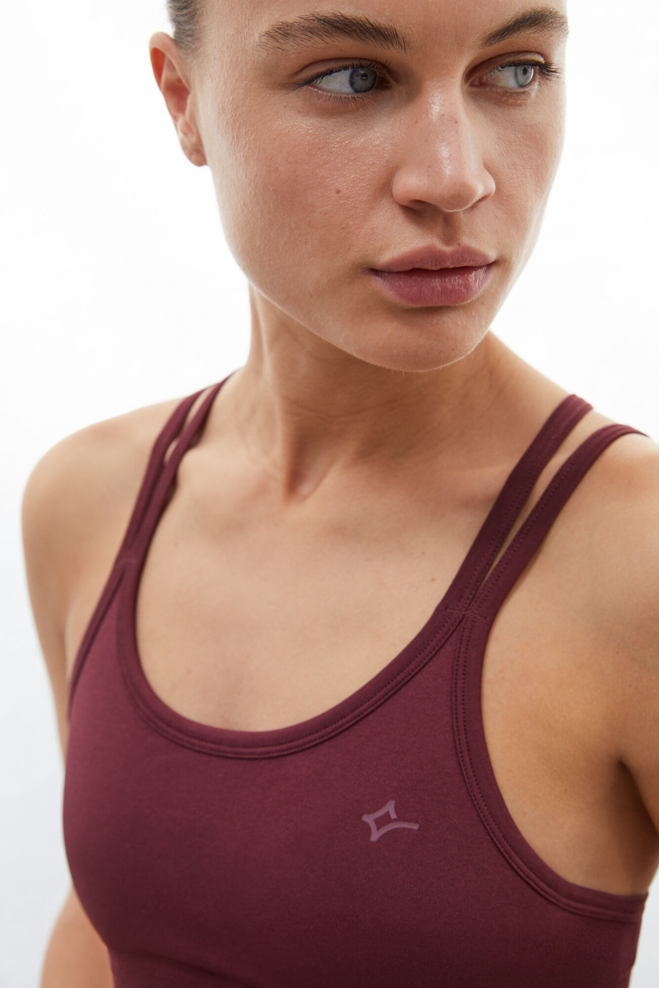 Top esportivo Seamless Comfort na cor bordô - estampa