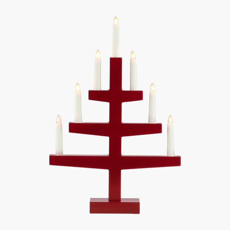 Adventsstake, 7-armet, rød