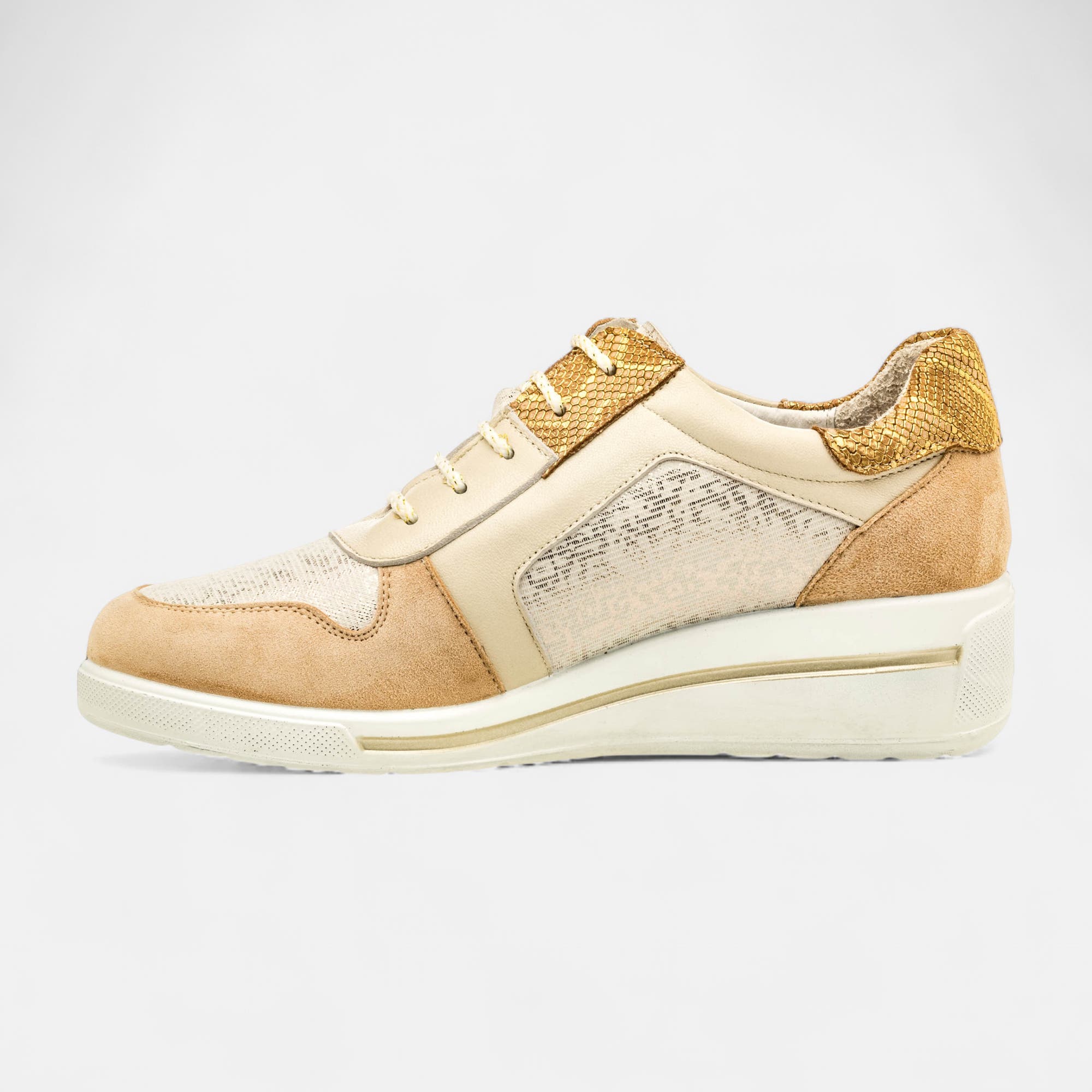 Baskets basses Femme en cuir beige