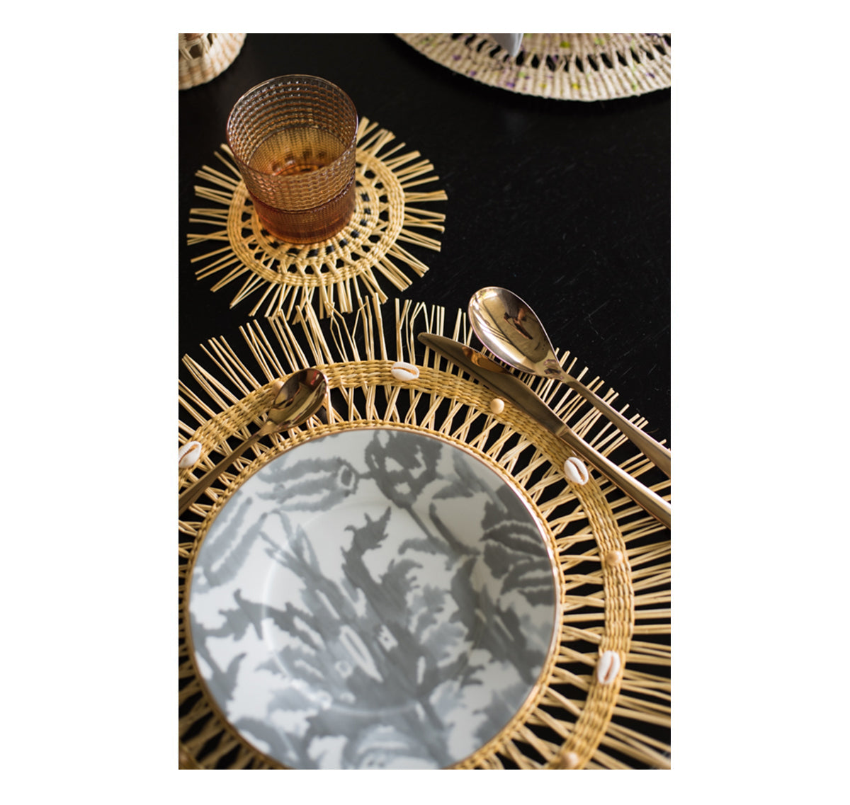 Set de table rond effiloché (lot de 2 unités)