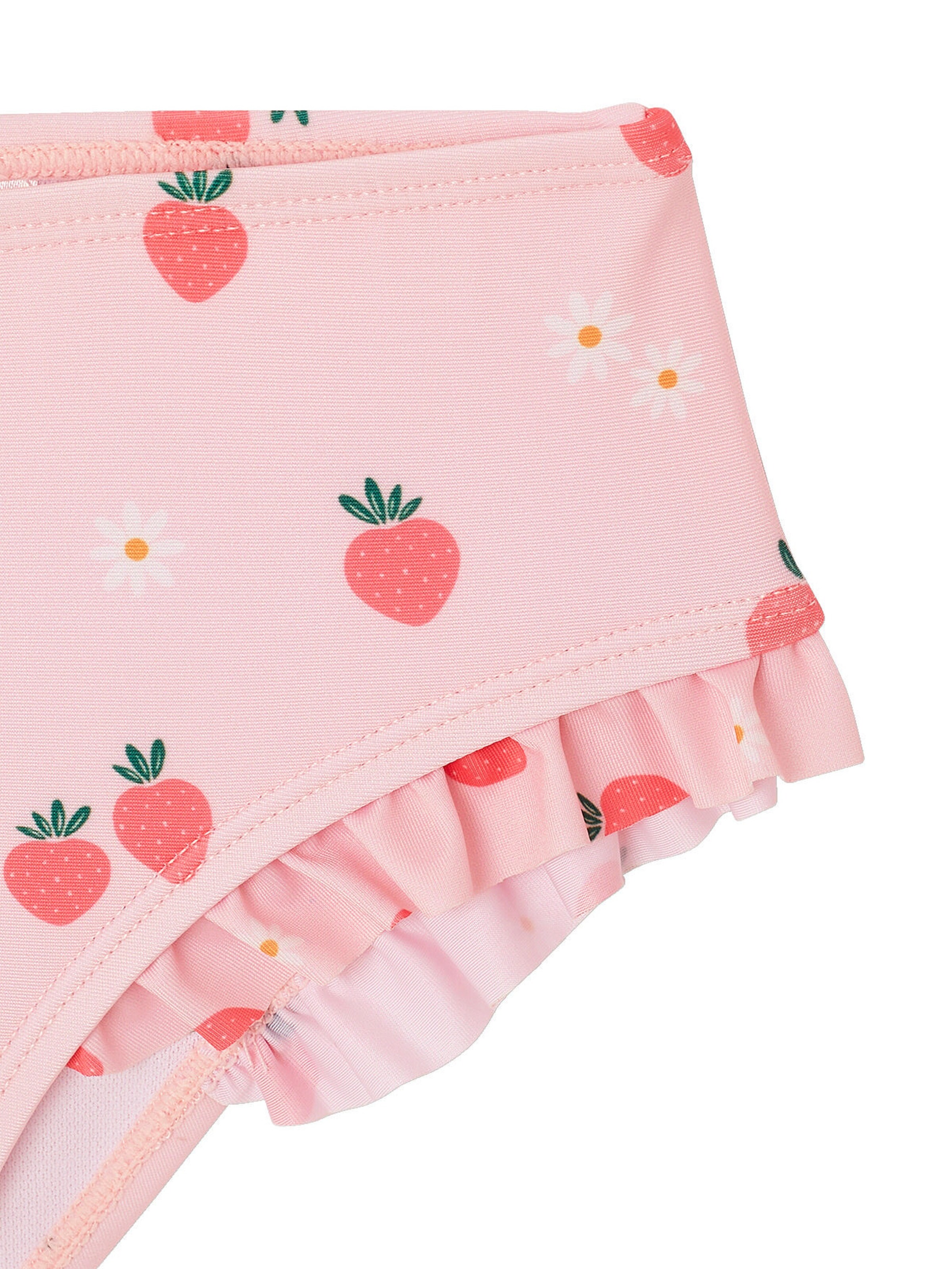 Vertbaudet Mädchen Bikini mit Erdbeeren und Volants rosa