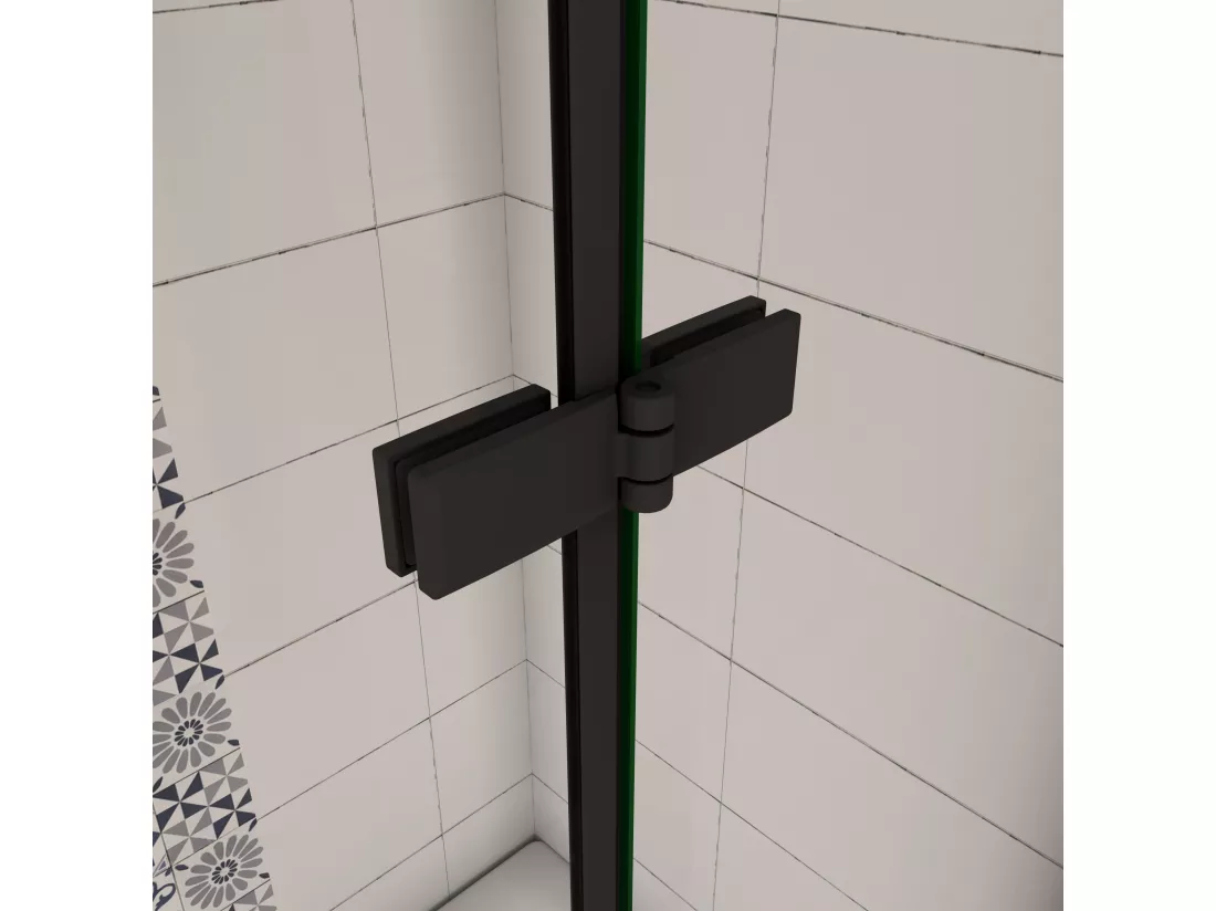 AICA pare baignoire noir pivotante pliant 120x140cm,paroi fixée,5mm verre anticalcaire,noir mat en métal style et simplicité