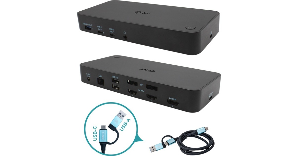 i-tecUSB 3.0/ USB-C/Thunderbolt 4K PD dockingstation  (Zwart, 100 Watt)