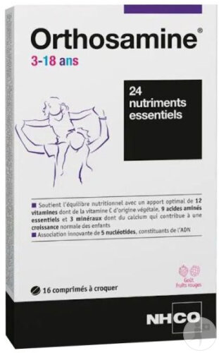 NHCO Orthosamine 3-18 Ans 16 Comprimés À Croquer