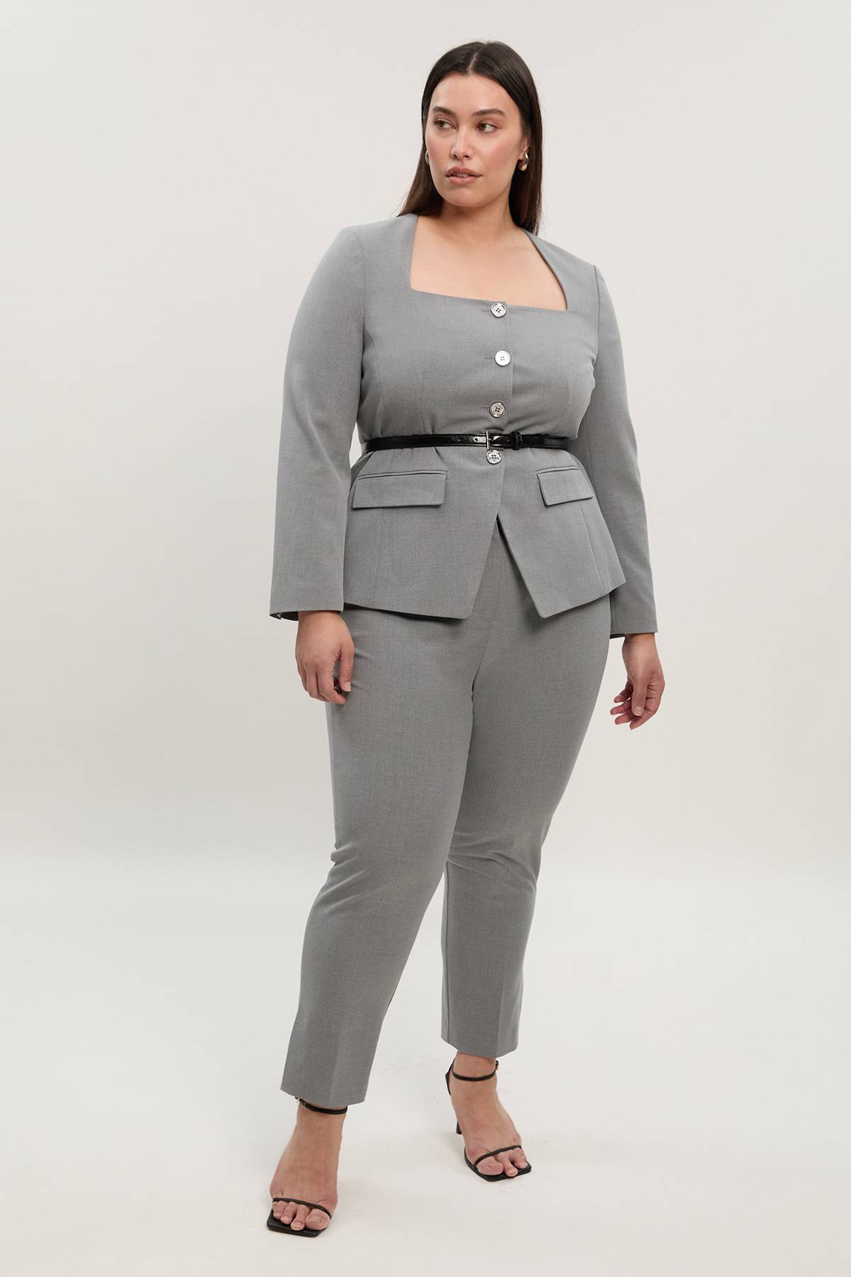 KarenMillen Pantalon Grande Taille Ajusté Chiné Coupe Slim