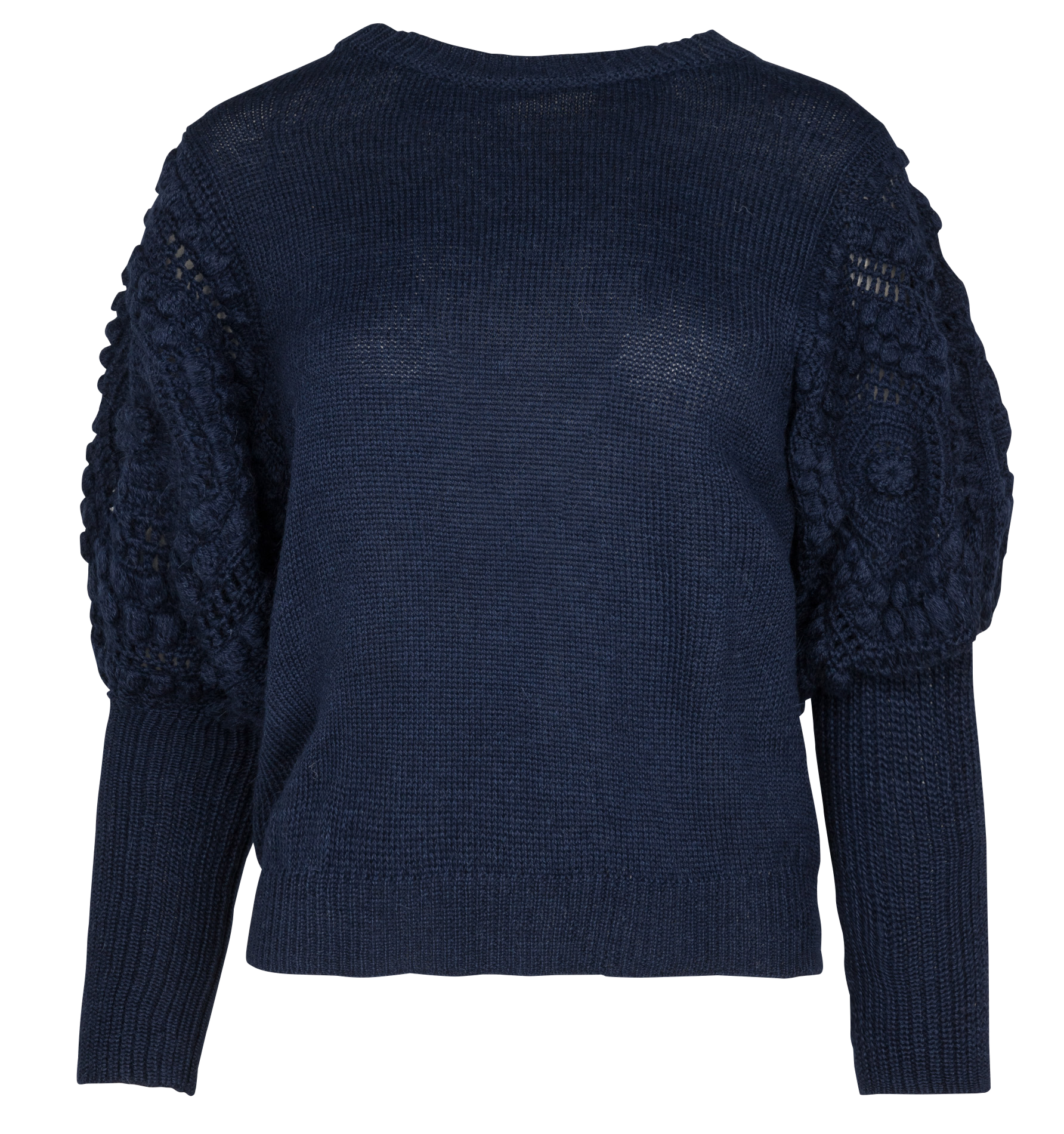 FIORELLA - Pull col bateau crochet en alpaga | Bleu