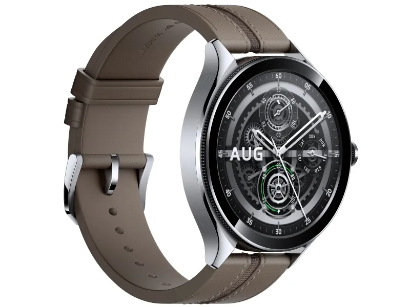 [OUTLET] - Xiaomi Watch 2 Pro - 46 mm - sølv rustfrit stål - smart ur med rem - læder - brun - håndledsstørrelse: 135-205 mm - display 1.43