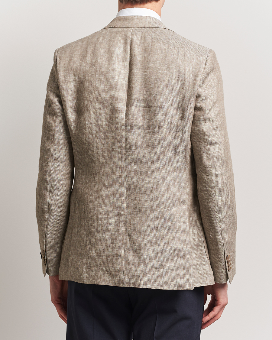 Morris Heritage Linen Herringbone Blazer Beige