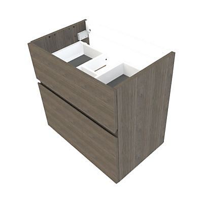 Meuble sous vasque faible profondeur Calao aspect chêne fumé 60 cm