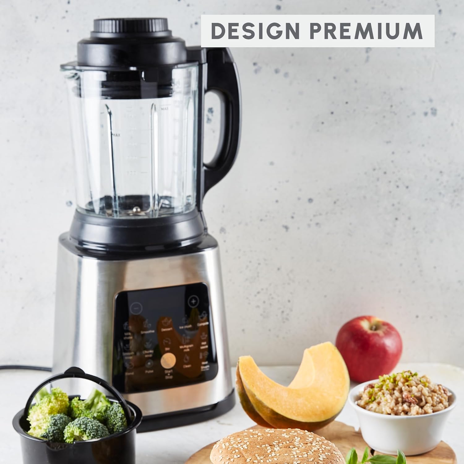 Moulinex Blender chauffant, 1400 W, 10 programmes automatiques, Lames amovibles, Fonction nettoyage en profondeur, Panier vapeur, Perfectmix Cook LM83SD10, Métal