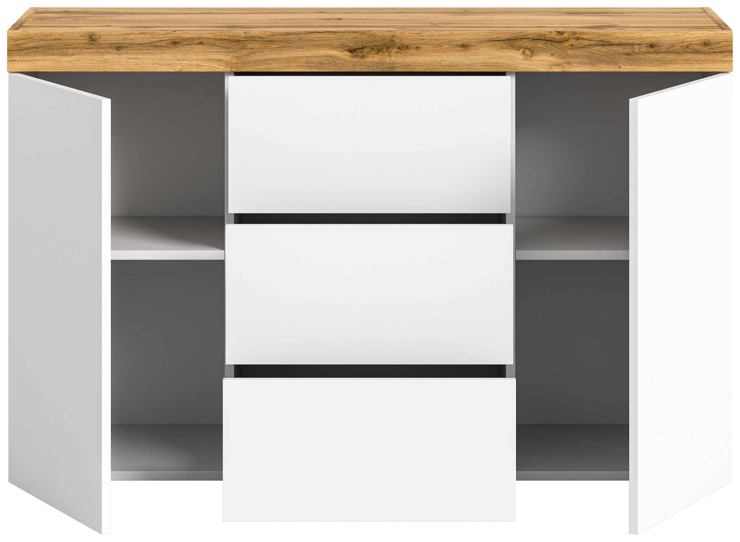 INOSIGN Sideboard »MAMBO, TOPSELLER!, Breite 125 cm, 2 Türen, 3 Schubkästen« 2-farbig, Türen mit push to open, grifflose Fronten, Anrichte, Schrank