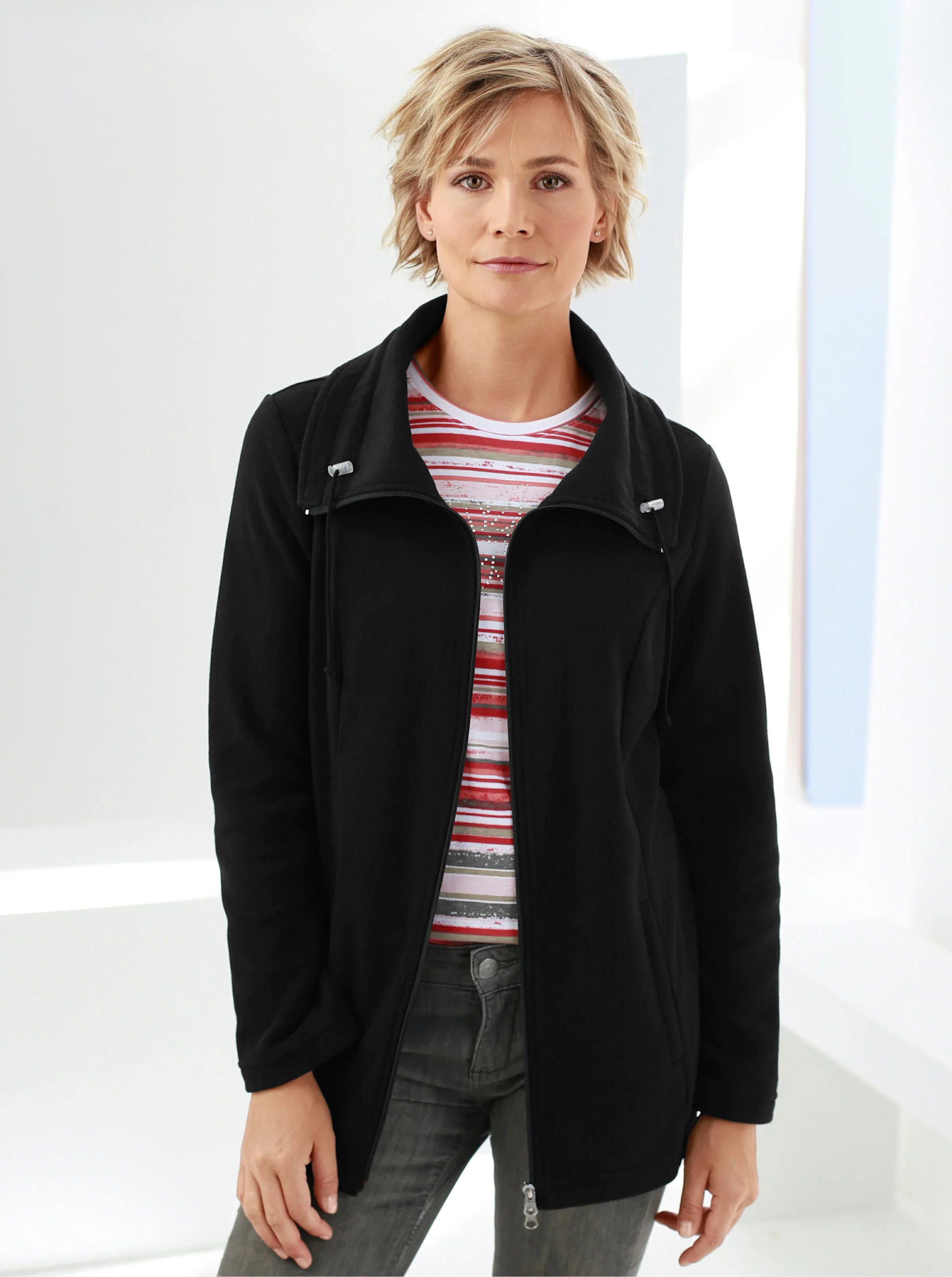 Fleecejacke in schwarz
