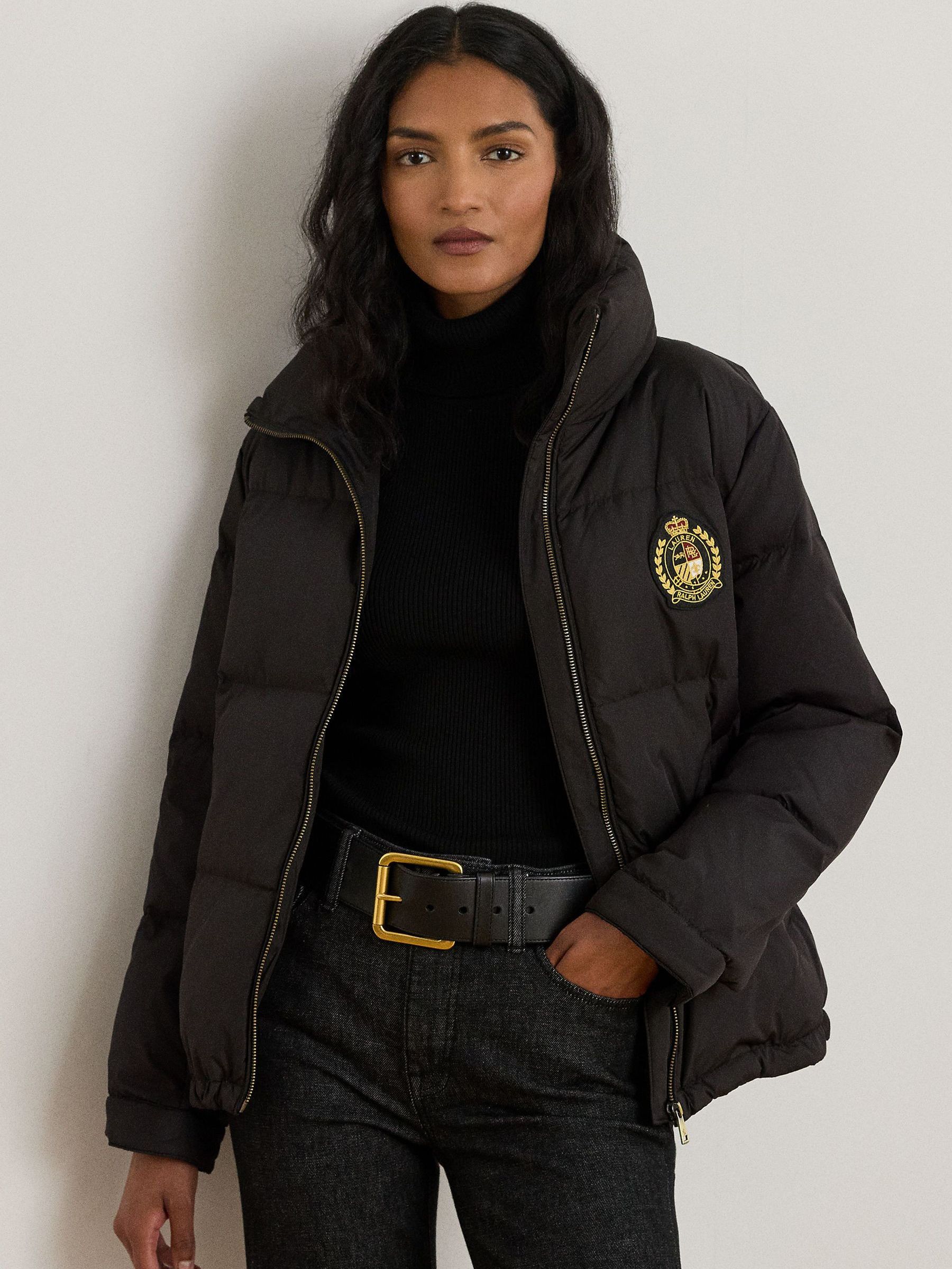 Lauren Ralph Lauren Crest Patch Quilted Funnel Neck Down Coat