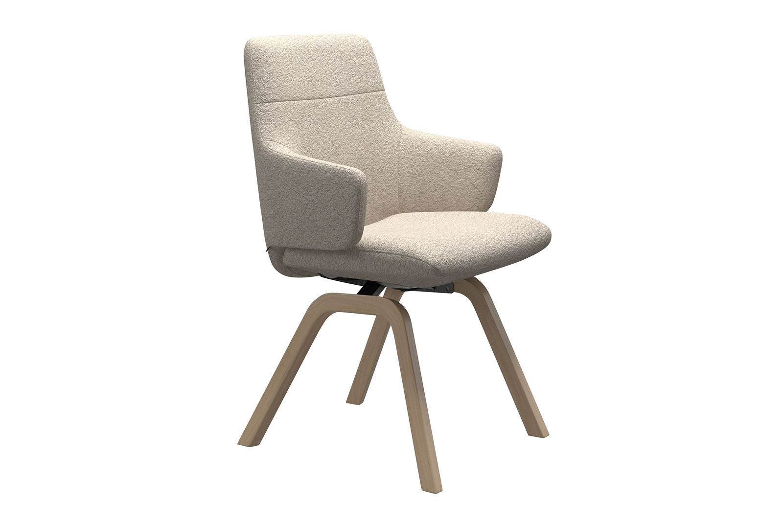 Chilli spisestol Tekstil Orchid 01 Off White. Lav rygg og armlener med natur eik D200 understell