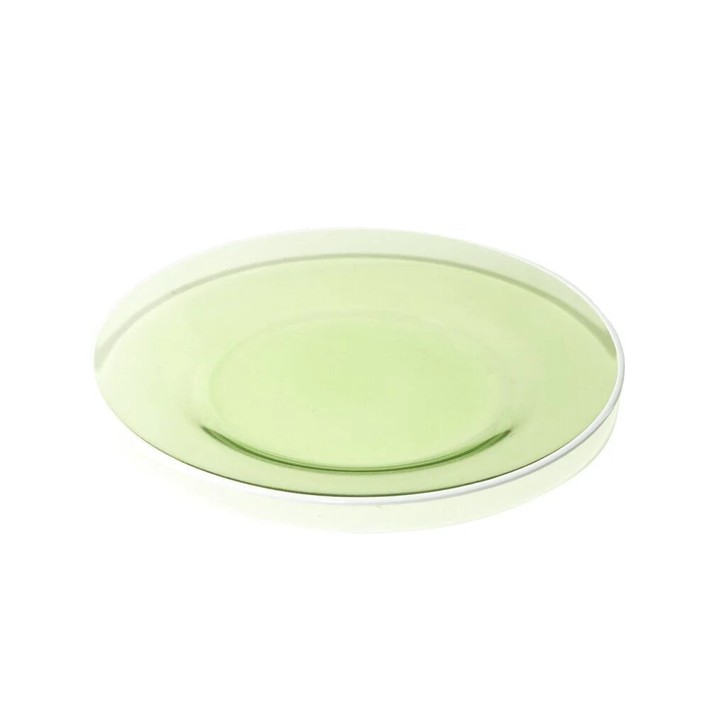 Assiette à dessert en verre vert bord blanc Ø20cm