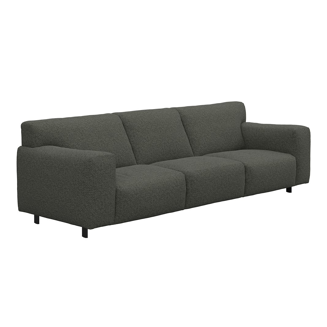 Vesta 4-seter I Tekstil Cortina Grey, standardsøm, sort metallben 10 cm, Comfort CM