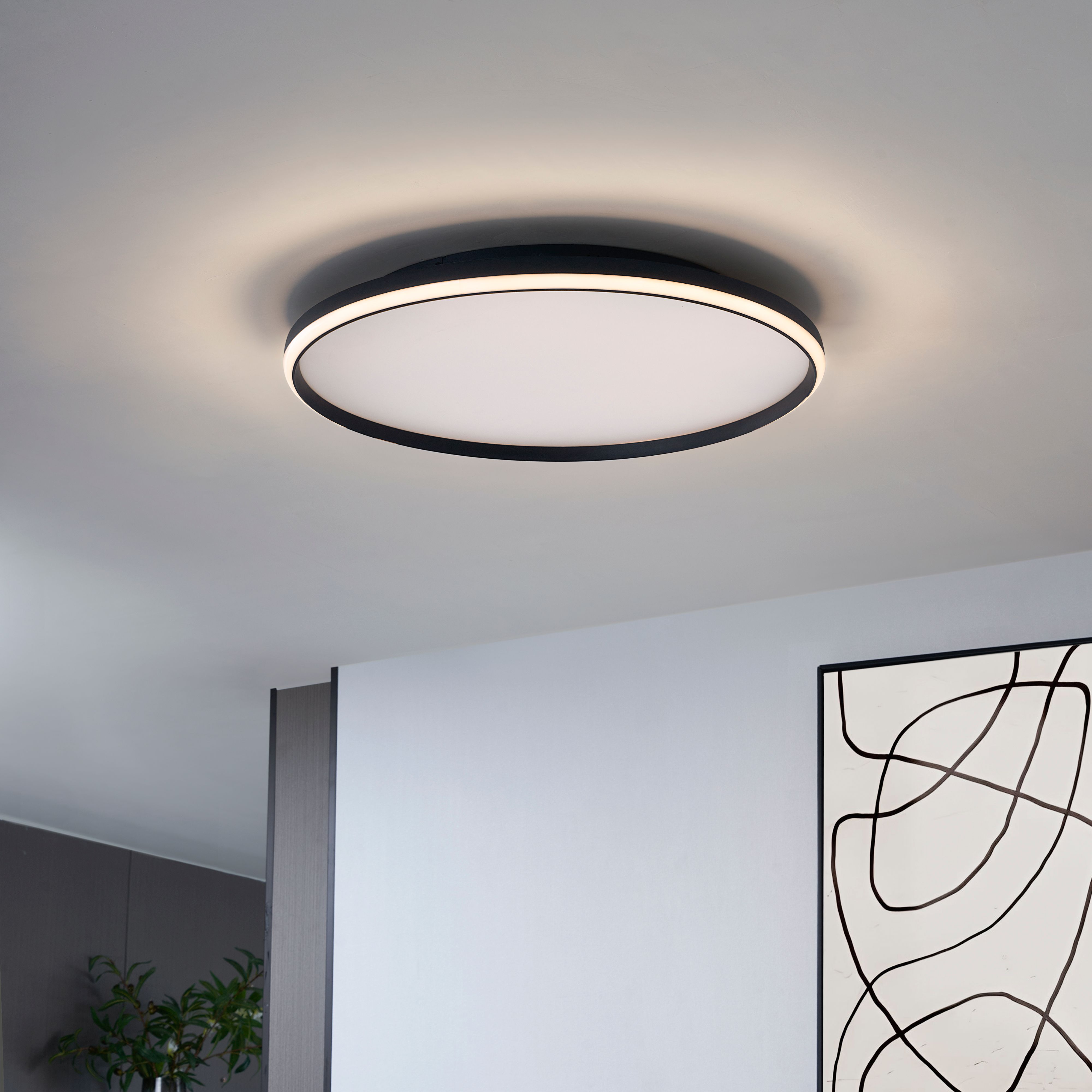 Design plafondlamp zwart met wit incl. LED 3-staps dimbaar - Xavi
