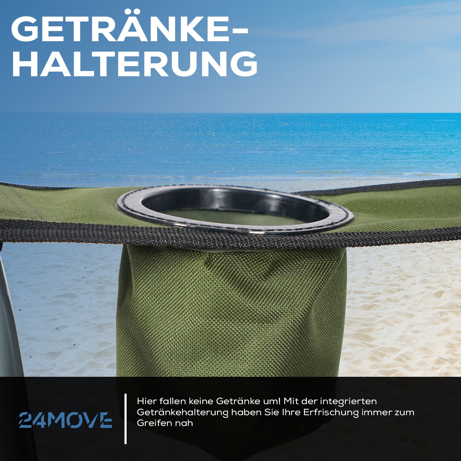 24MOVE® Campingstuhl Salvador faltbar Camping Klappstuhl gepolstert inkl. Tragetasche, bis 150kg belastbar, grün