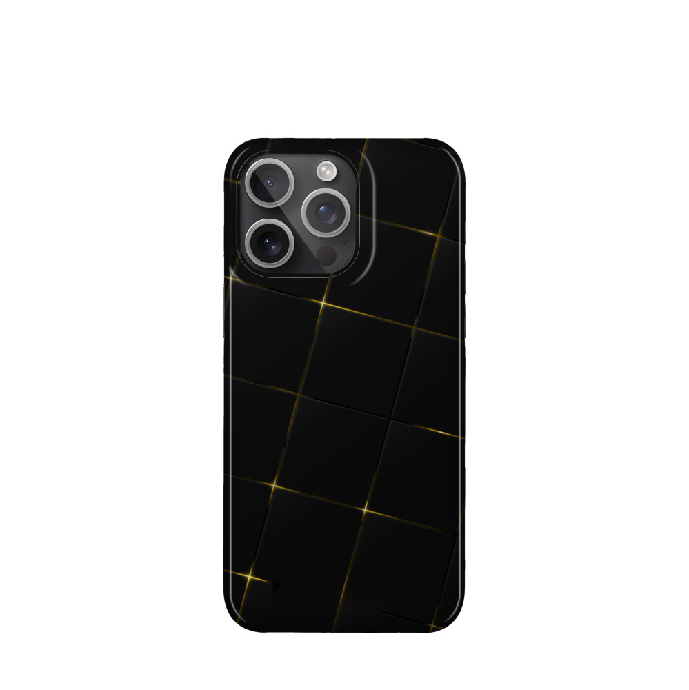 iPhone 15 Pro Max Kunststoff Hülle Glitzer Karo - Schwarz