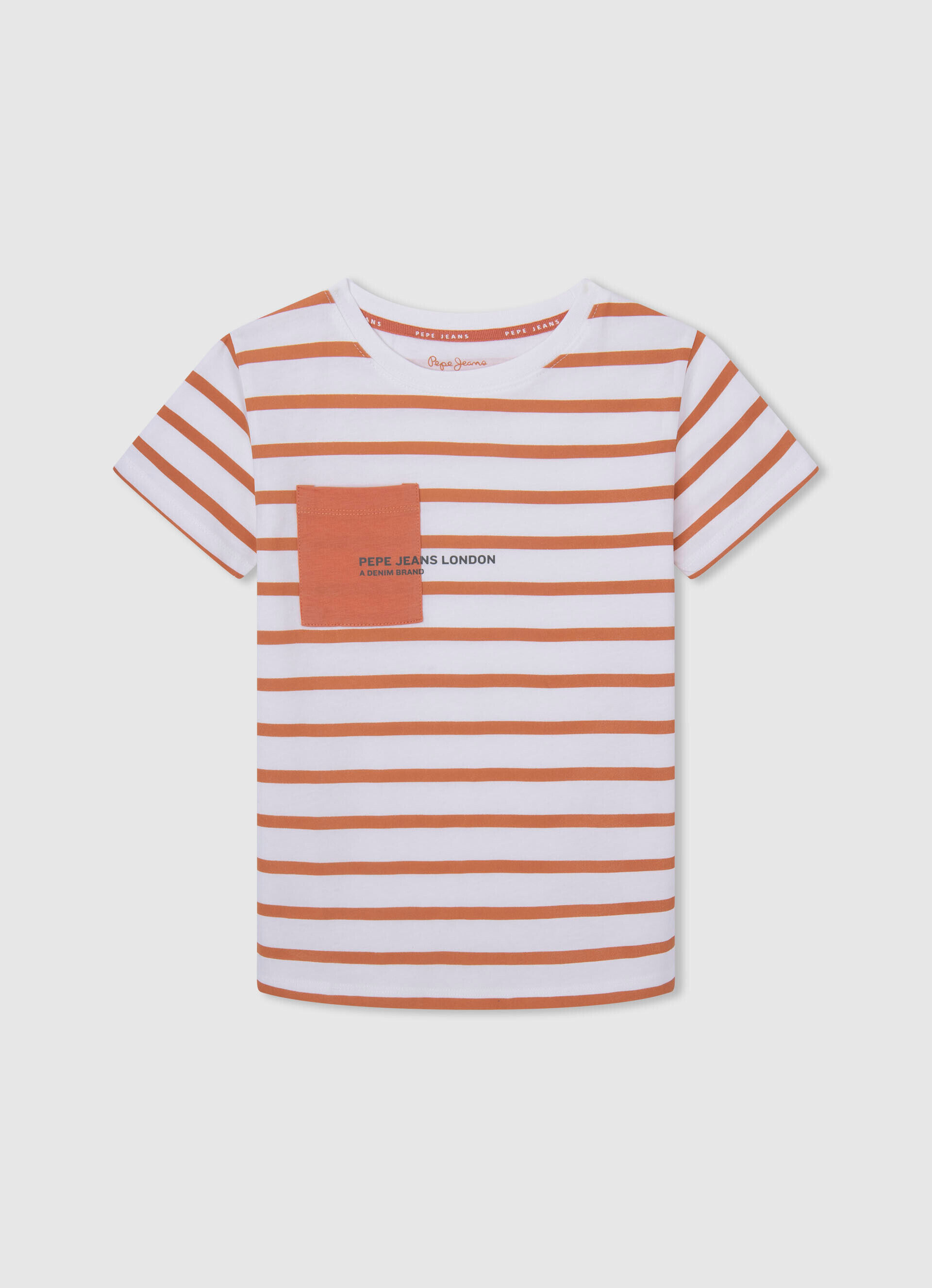 Camiseta com logotipo e bolso frontal - laranja abóbora