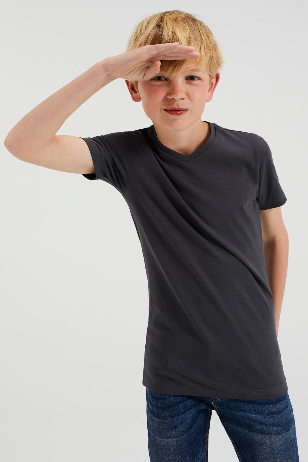WE Fashion basic T-shirt grijs