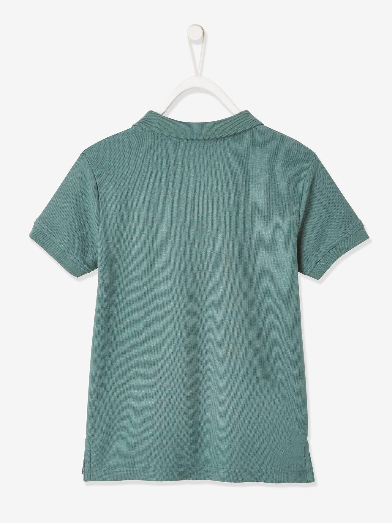 Camisa polo de manga curta com bordado no peito, para meninos, amarelo pastel