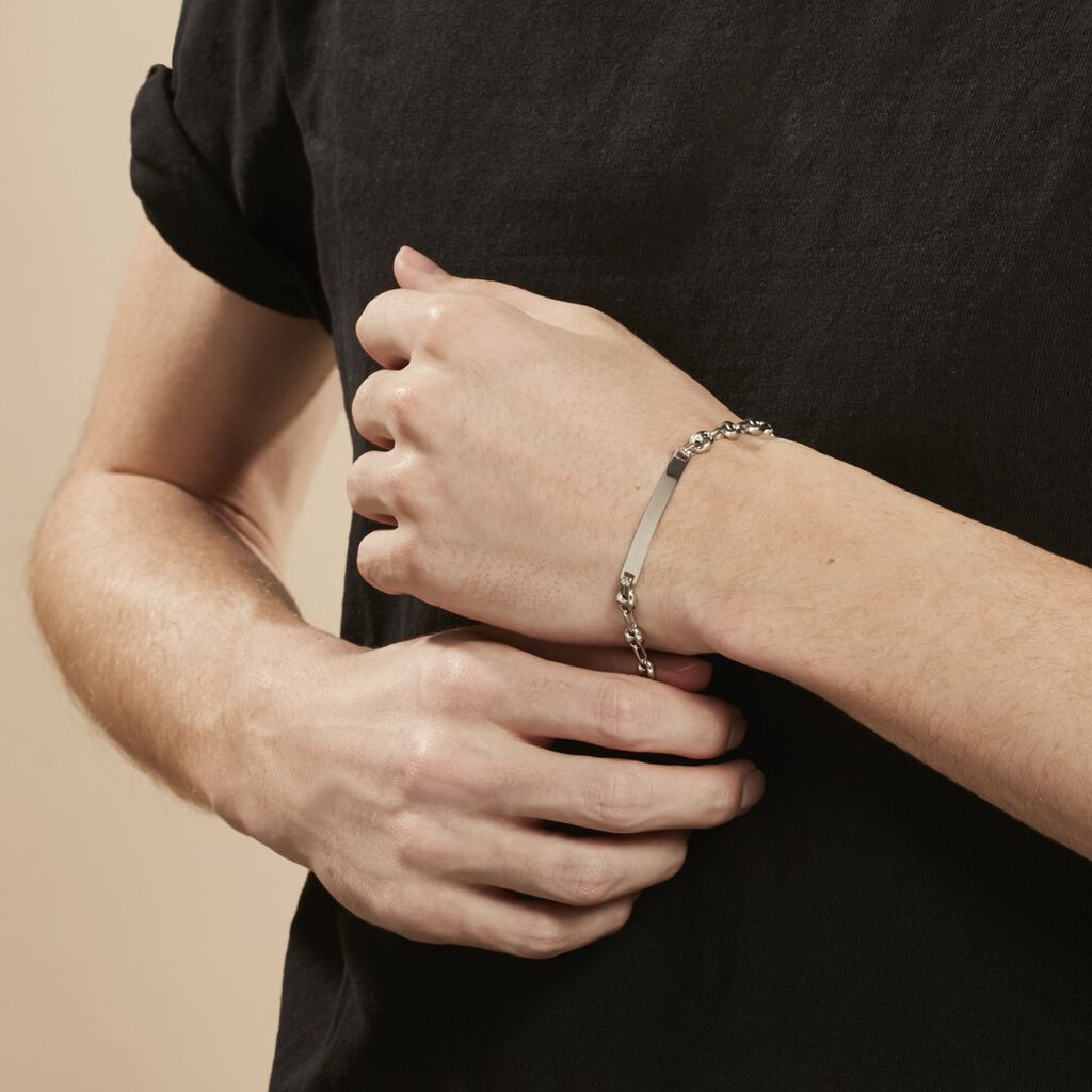Bracelet Identite Argent Blanc Carrus