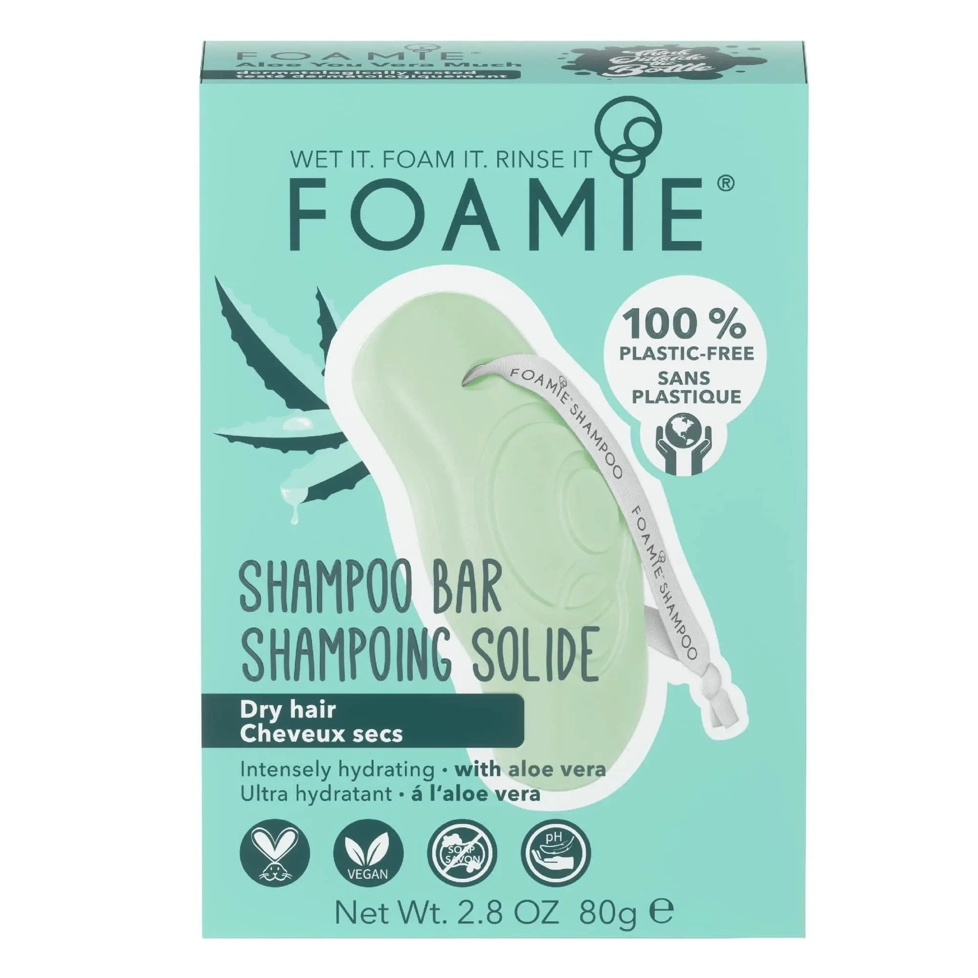 Foamie - Shampoing Solide Aloe You Vera Much Cheveux secs- Cheveux secs à très secs