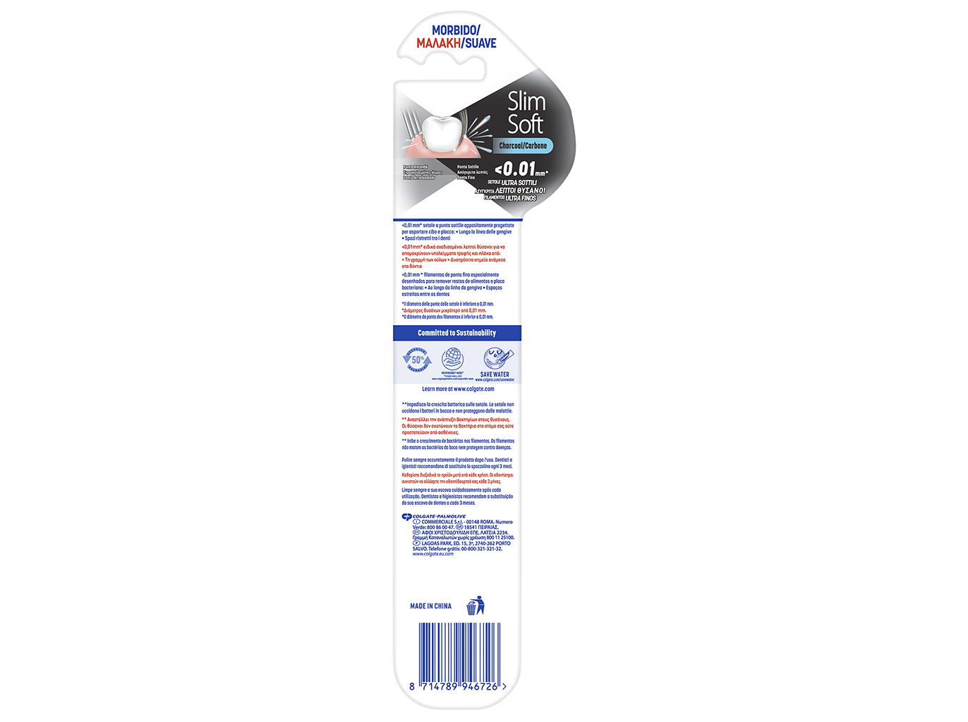 Escova de Dentes Slim Soft Carvão Suave Colgate 1un