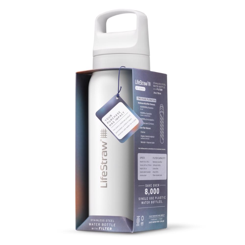 LifeStraw Go 2.0 700 geïsoleerde RVS waterfilterfles - White