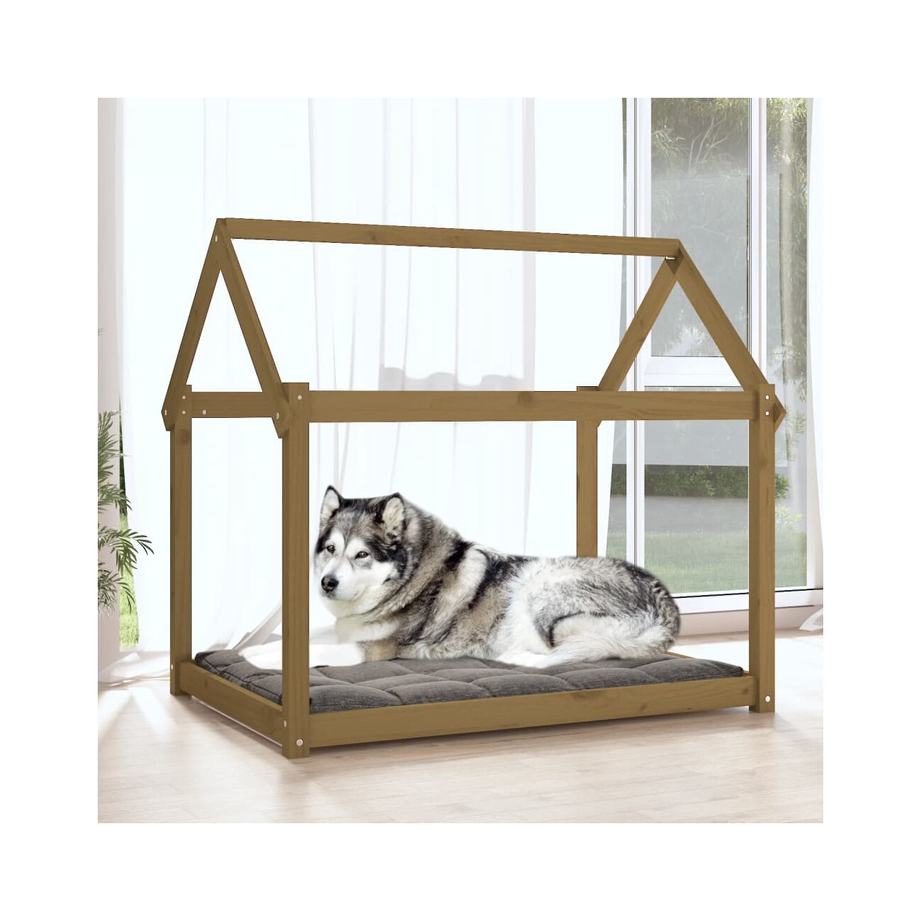 VidaXL Hundebett XXL (111x80x100) aus Kiefernholz dunkelbraun