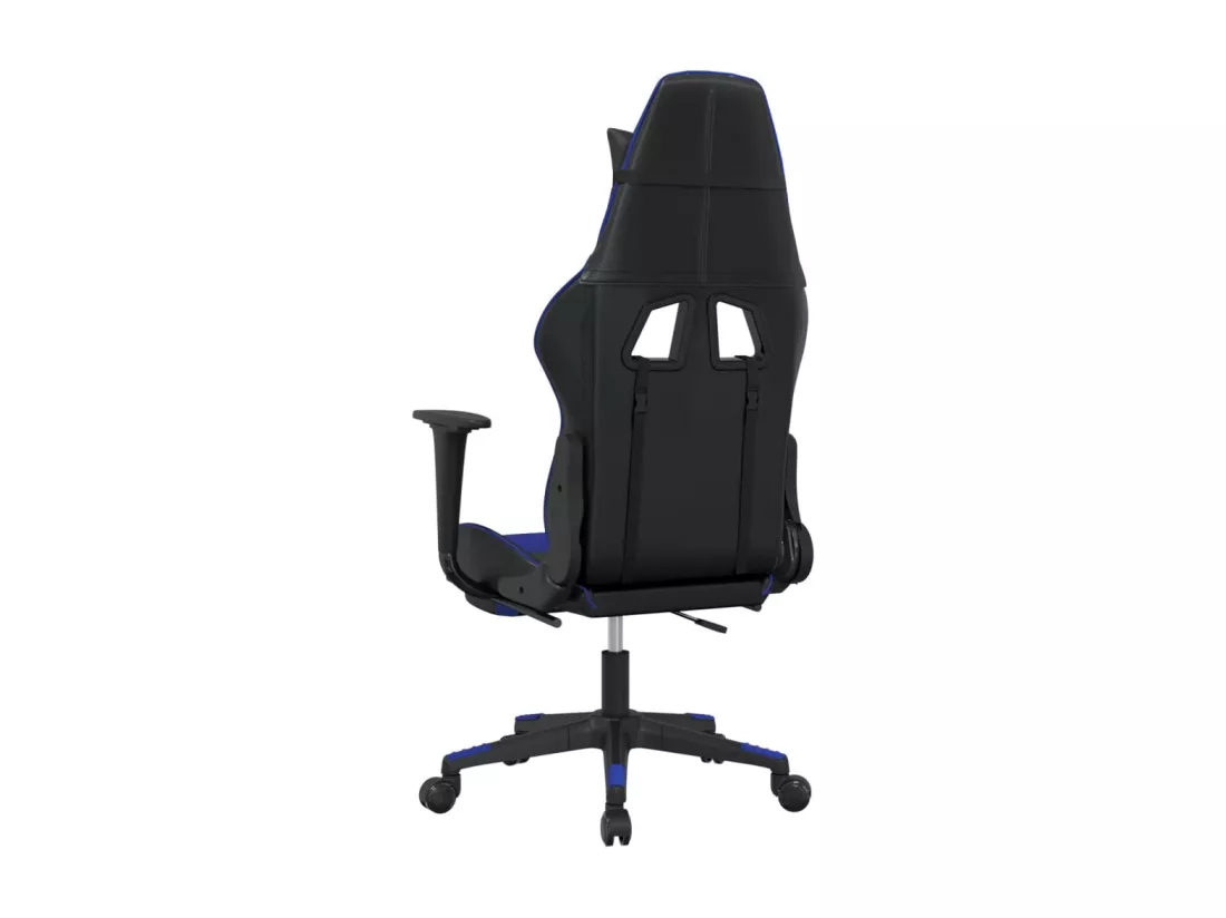Chaise de jeu avec repose-pied Noir et bleu Similicuir