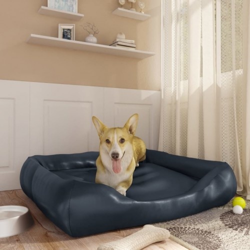 Cama retangular acolchoada cinza-escura para cães Vidaxl