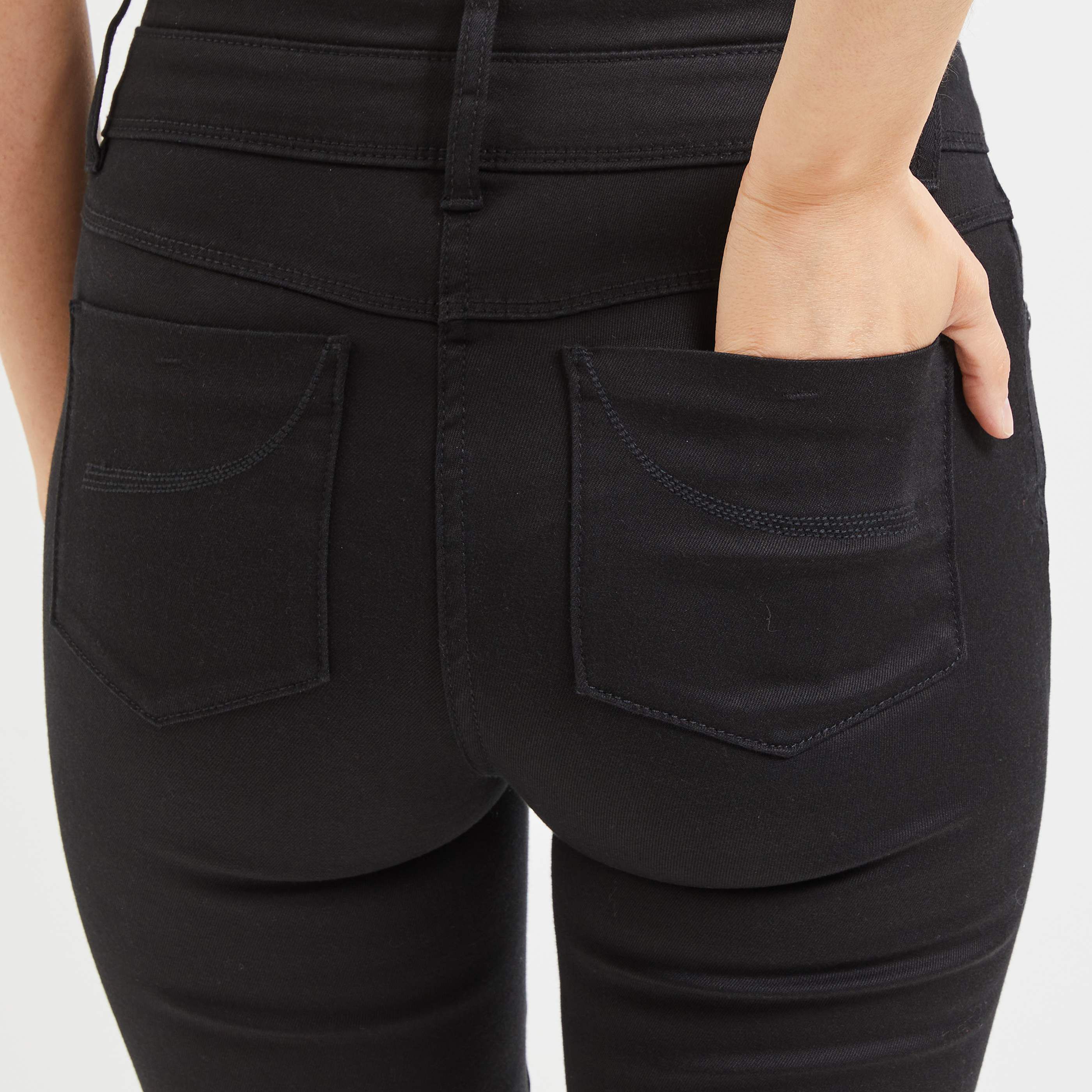 Jean raccourci taille haute femme - BLACK