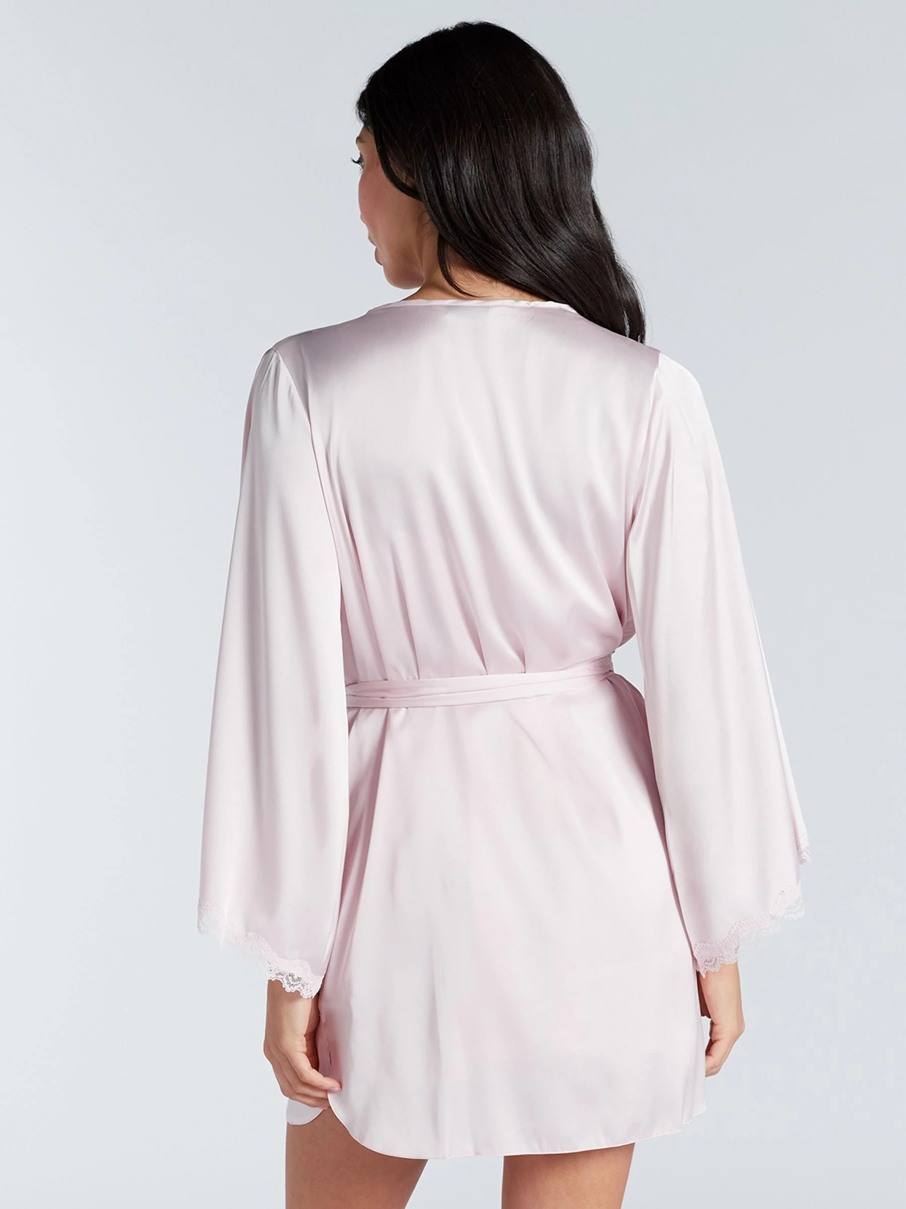 Roze - Boux Avenue Kaya Lace Trim Satin Robe