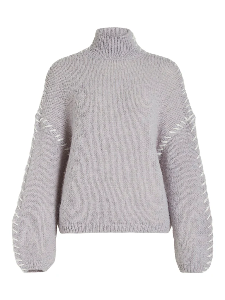 Vila  Vichoha turtleneck striktrøje - Harbor Mist