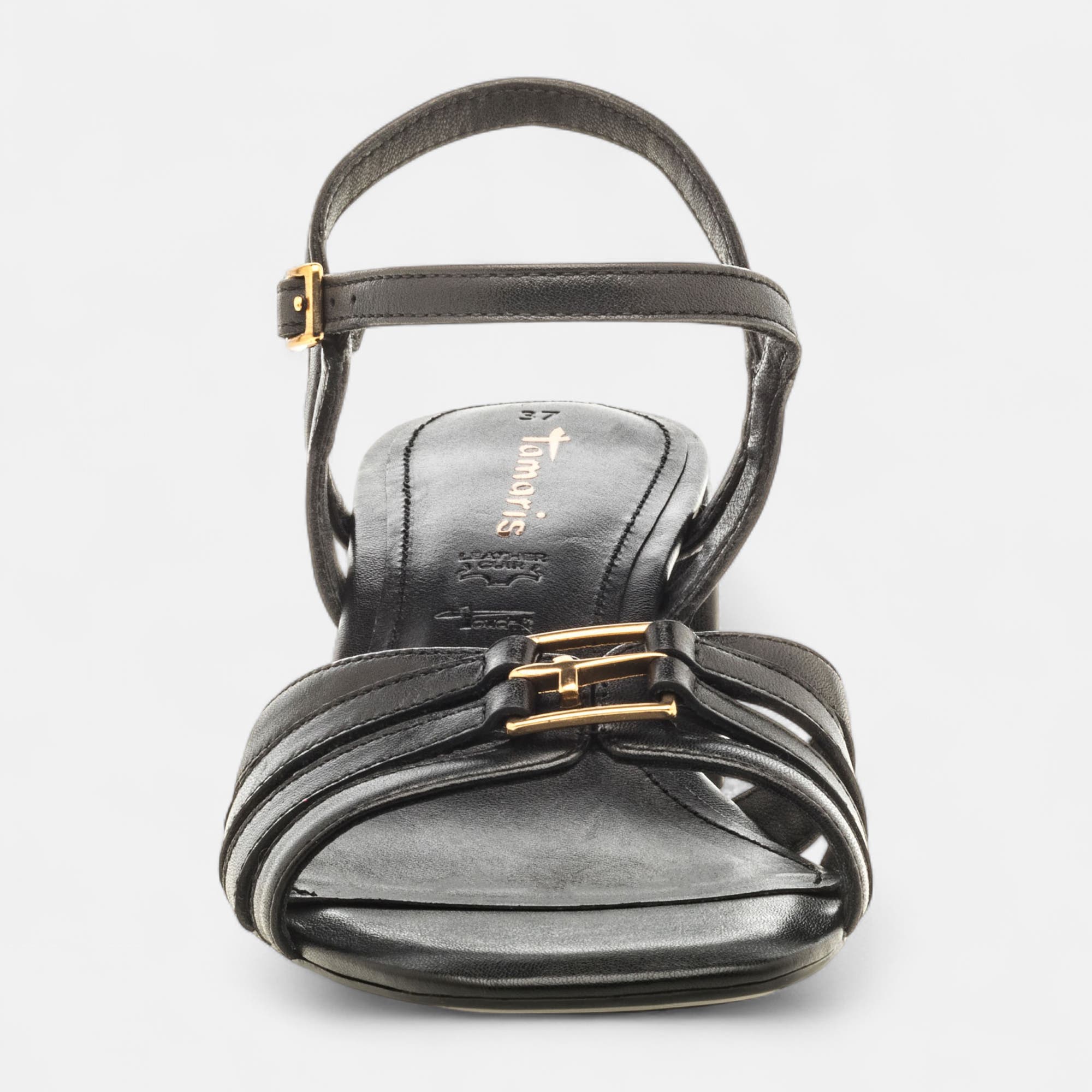 Nu-pieds à talon Femme en cuir noir