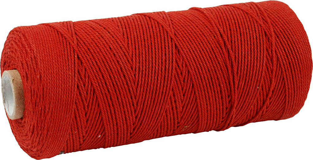 Knyttegarn - Tykkelse 1 MM - L 315 M - Tynd Kvalitet 12/12 - Rød - 220 G