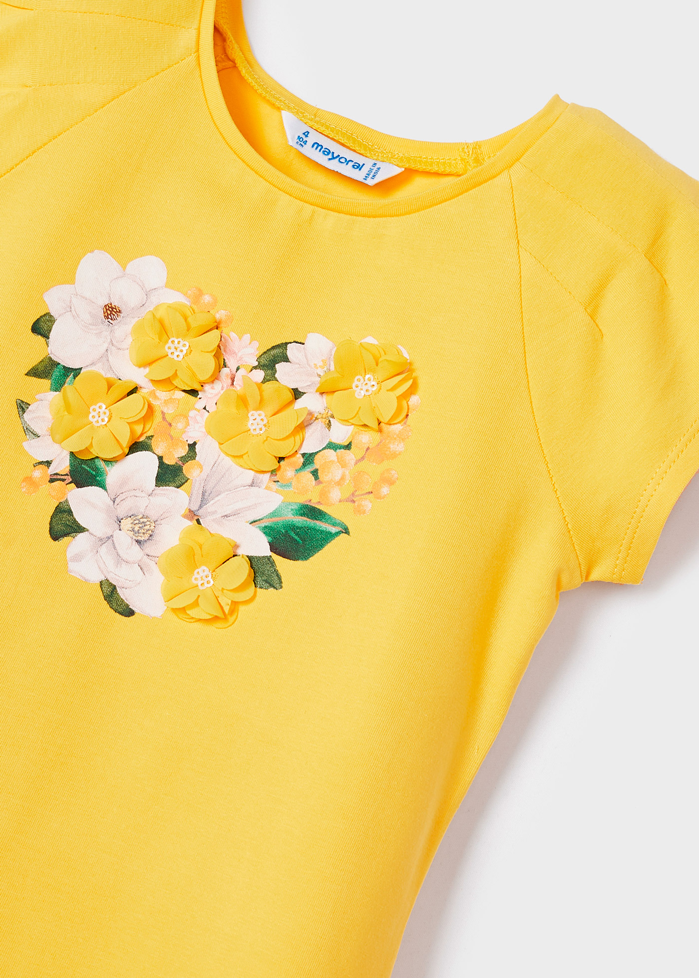Camiseta de algodão de manga curta com estampa para meninas