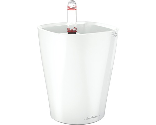 Lechuza Deltini Mini kunststof bloempot Ø 10 H 13 cm wit incl. grondbewateringssysteem en waterniveau-indicator