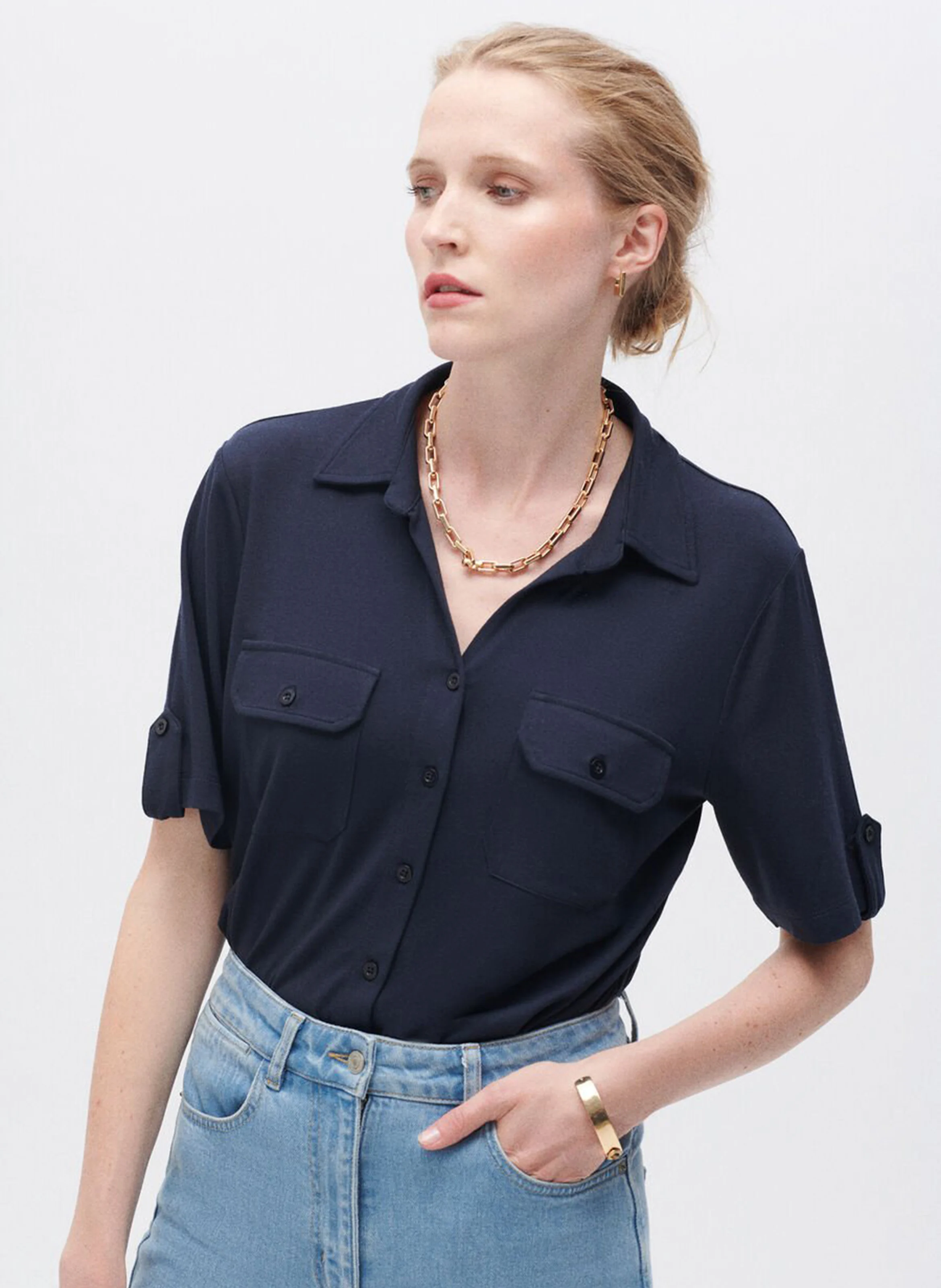 TESTELO - Tee-shirt col classique | Bleu