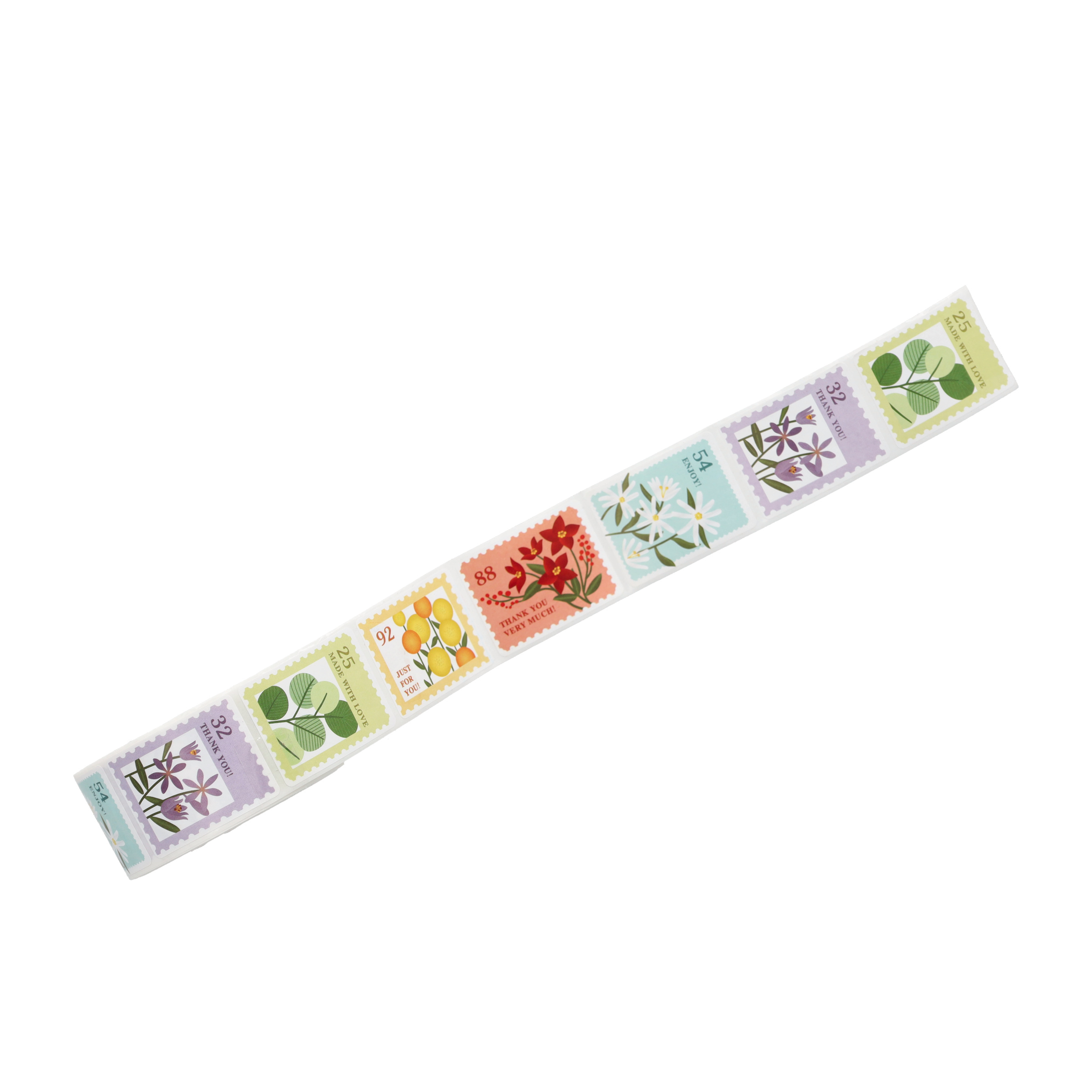 (1 Rolle à 500Stk.) 3x4cm Briefmarken Aufkleber DIY Sticker Selbstklebende Etiketten für Scrapbook / Bullet Journal - Bunt