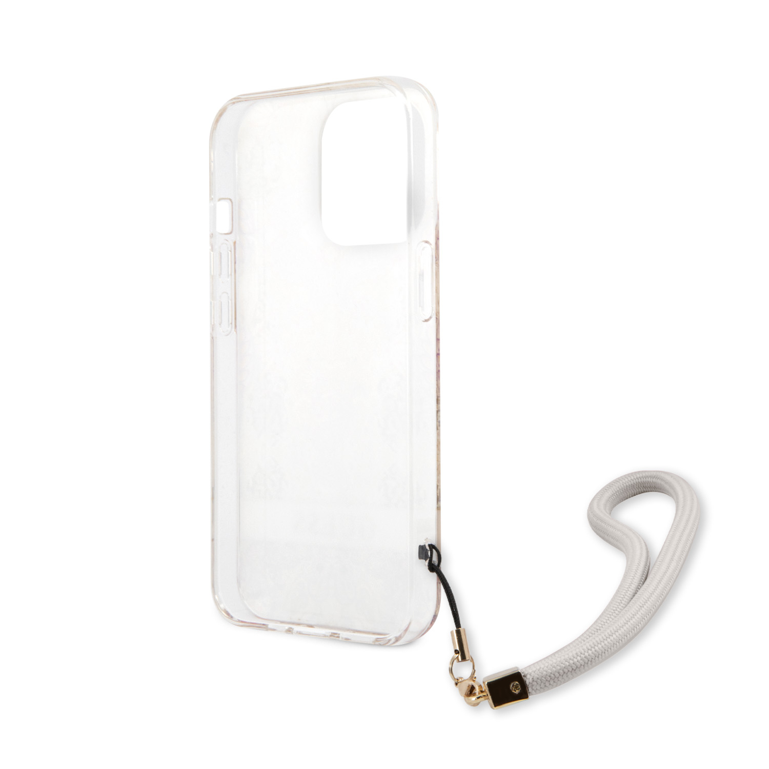 iPhone 13 Pro Hardcase Hülle Flower Strap (GUHCP13LHFLSD) - Gold / Transparent